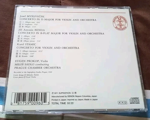 Myslivecek/Benda/Stamic - Violin Concertos - E. Prokop - 1988 CD - photo 2