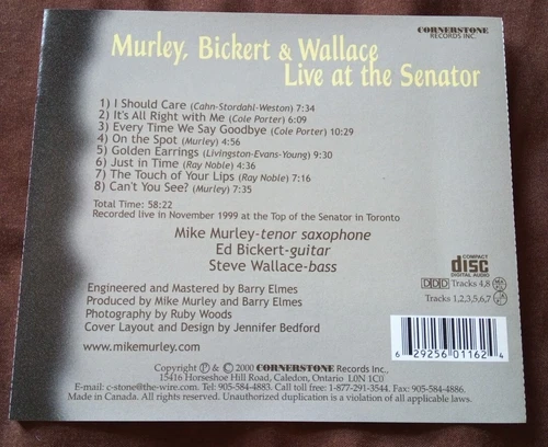 Murley, Bickert & Wallace Live At The Senator CD - photo 2
