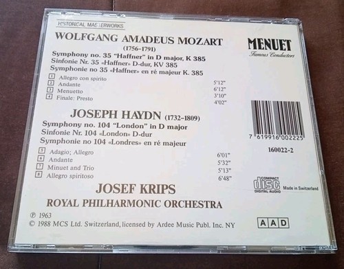 Mozart / Haydn - Josef Krips-Royal Phil - 1988 CD (EX) - photo 2