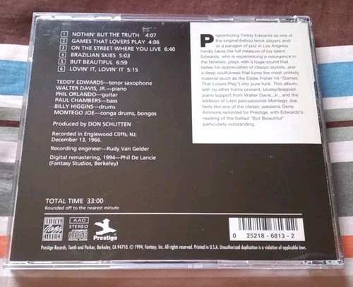 Teddy Edwards - Nothin' But the Truth! - 1994 CD - photo 2