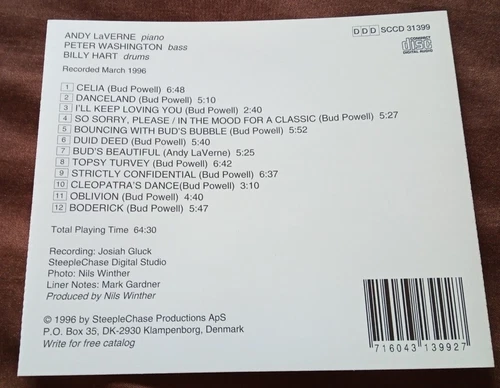 Andy LaVerne Trio - Bud's Beautiful - 1996 SteepleChase CD - photo 2