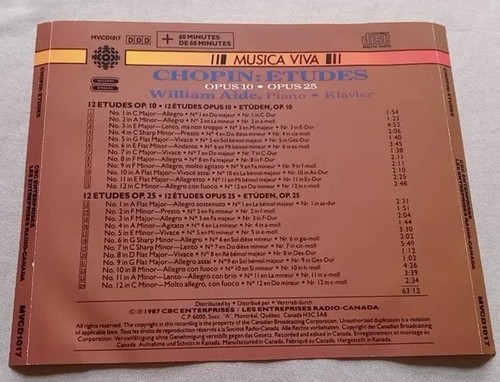 William Aide Chopin Etudes Op 10 & 25 CD (1987) - photo 2