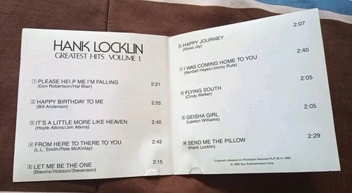 Hank Locklin Greatest Hits Vol 1 CD - photo 4