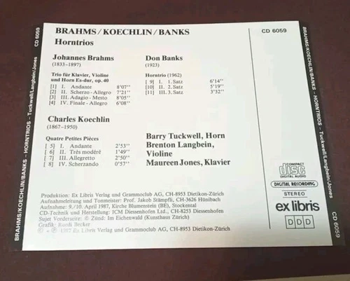 Brahms/Koechlin/Banks - Horntrios CD (1987) - photo 2
