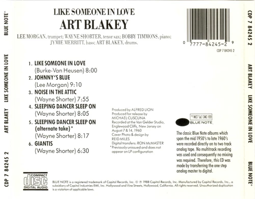 Art Blakey & Jazz Messengers - Like Someone In Love CD - photo 2