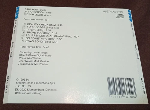 PAUL BLEY - REALITY CHECK - 1996 SteepleChase CD (Near Mint) - photo 2