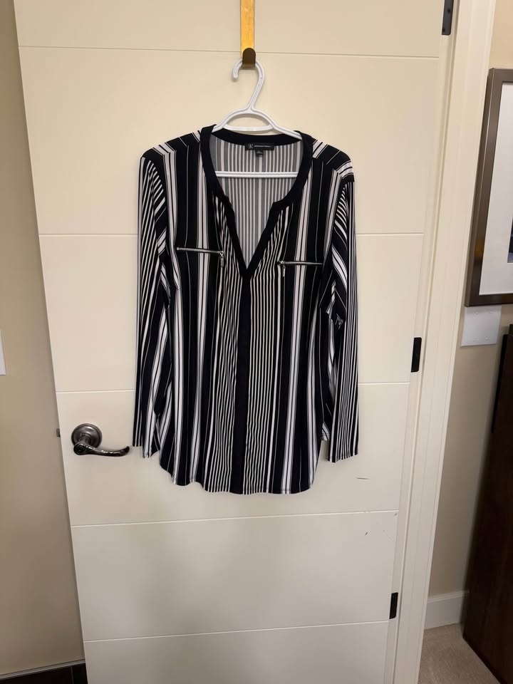 INC International Concepts Plus Size Striped Zip-Pocket Top 2X - photo 3