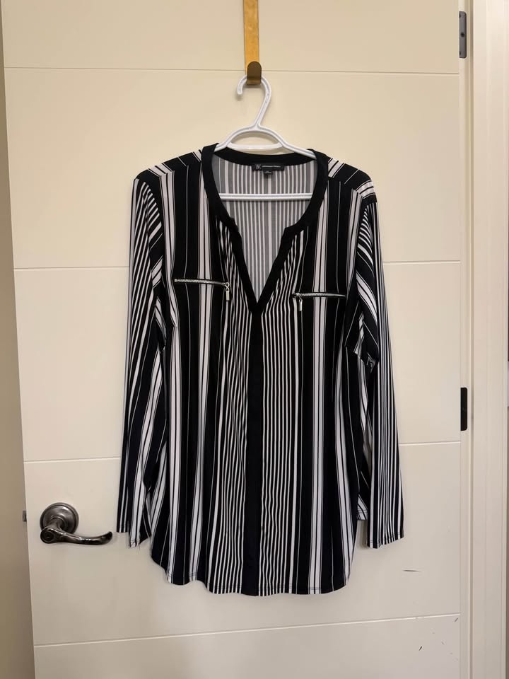 INC International Concepts Plus Size Striped Zip-Pocket Top 2X - photo 4