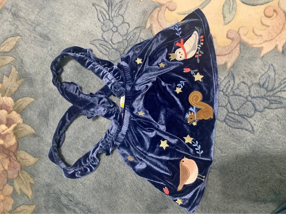 6-12 Month Velvet Overall Skirt with Embroidery