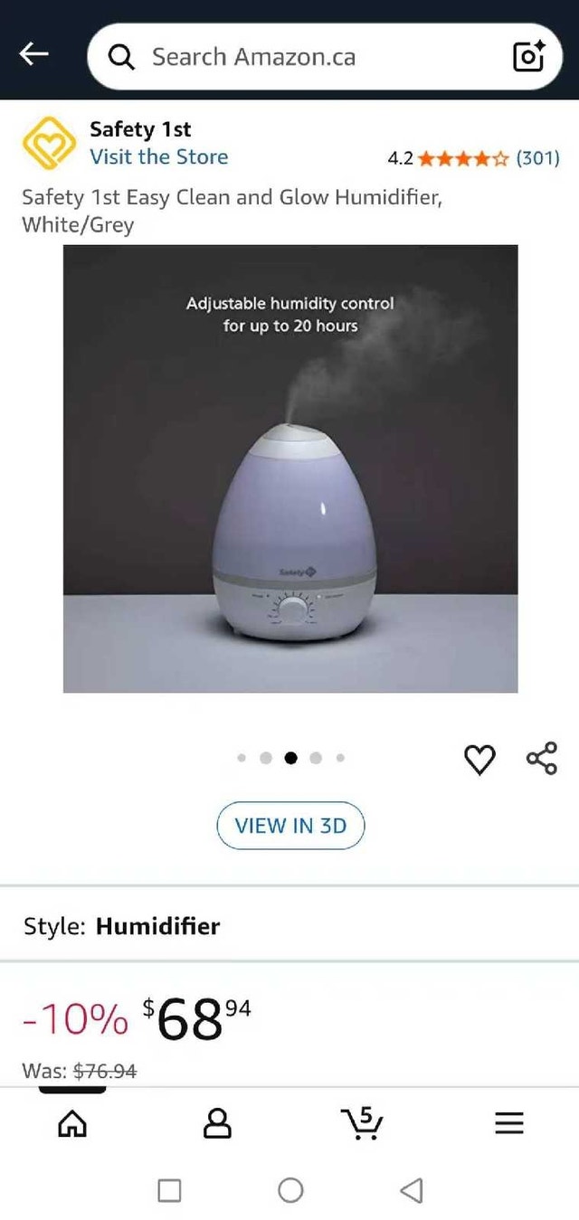 Safety 1st 360° Cool Mist Humidifier - Good Condition
