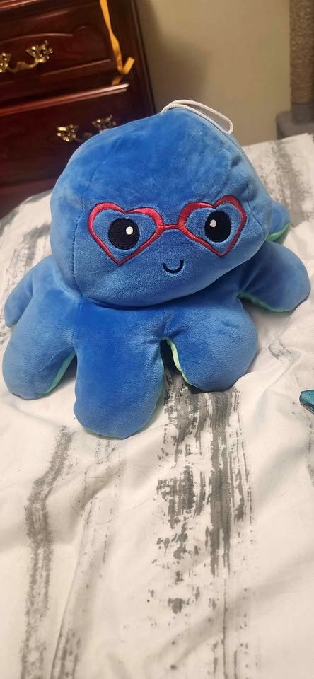 Reversible Octopus Plushie Blue Green Mood Toy large size