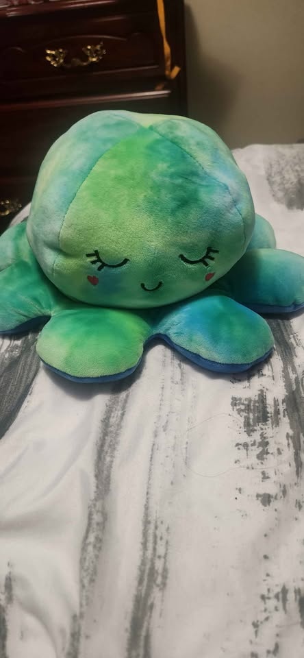 Reversible Octopus Plushie Blue Green Mood Toy large size - photo 2