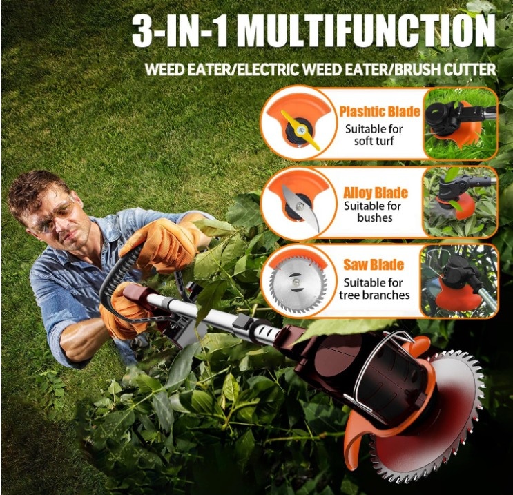 Cordless Electric Weed Wacker with 2 Batteries - photo 2