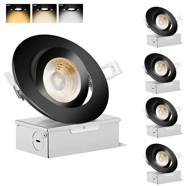 New Black Gimbal Recessed LED Pot Lights (New)
