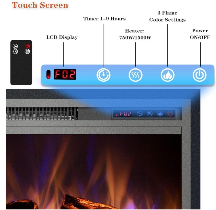 30" Electric Fireplace Heater with Remote - photo 2