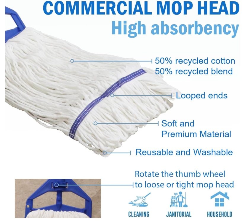 Commercial Mop Bucket with Side-Press Wringer & Mop - photo 3