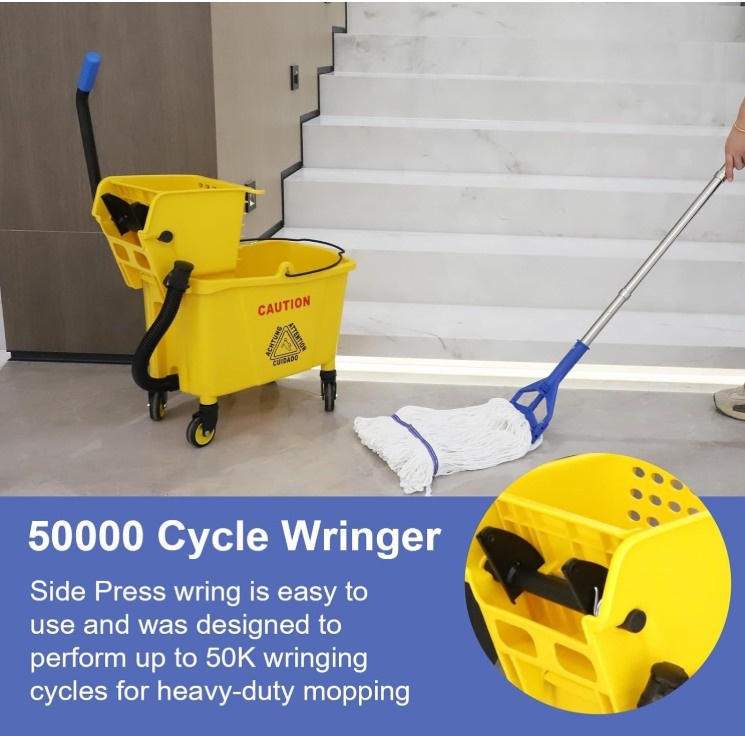 Commercial Mop Bucket with Side-Press Wringer & Mop - photo 4