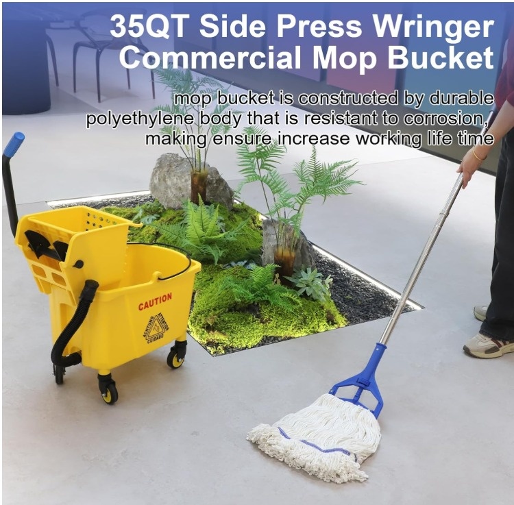 Commercial Mop Bucket with Side-Press Wringer & Mop - photo 5