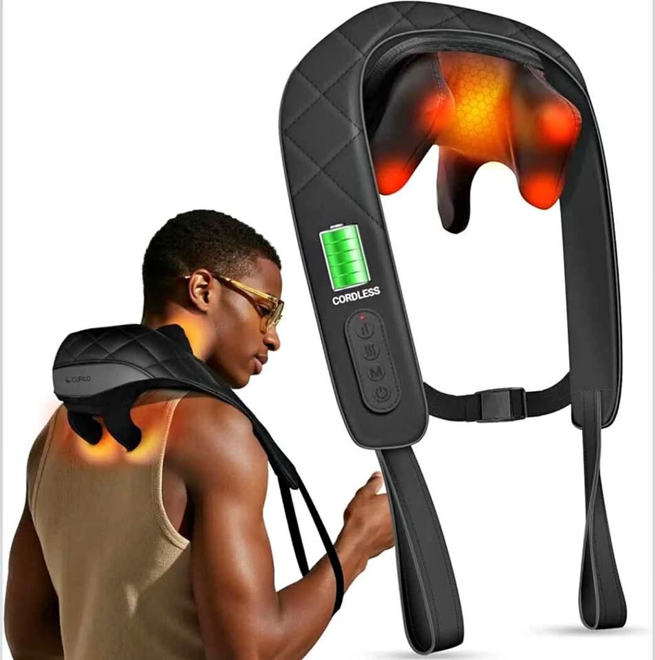 Cordless Neck Massager with Heat, 4D Deep Kneading