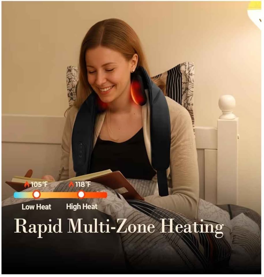 Cordless Neck Massager with Heat, 4D Deep Kneading - photo 2