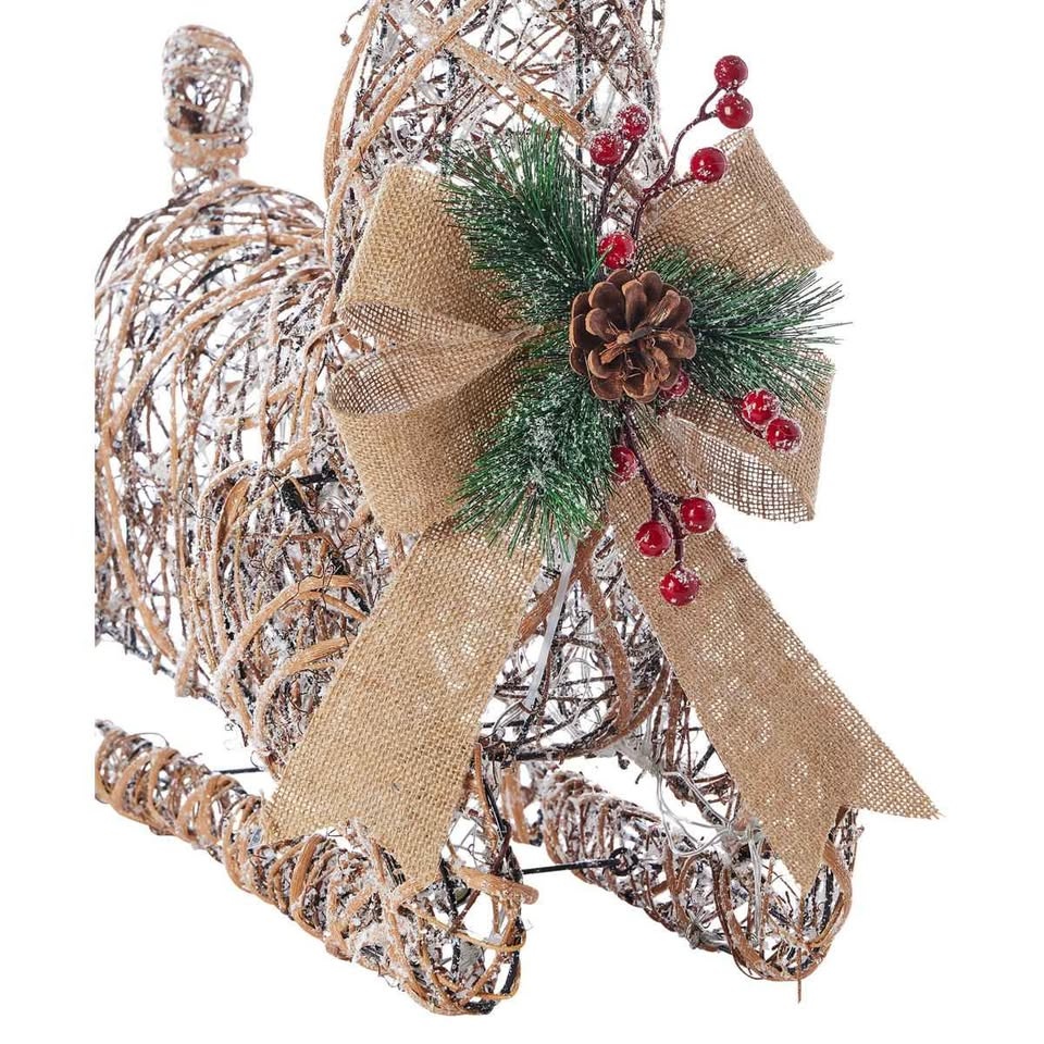 Natural Rattan Reindeer with Warm White LED Lights - photo 3