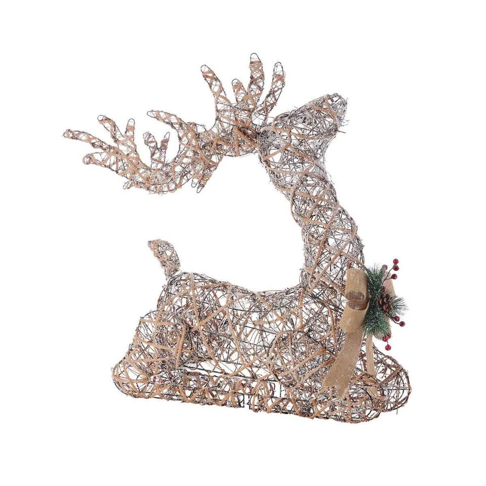 Natural Rattan Reindeer with Warm White LED Lights - photo 4