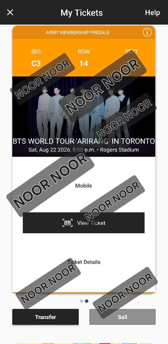 BTS CONCERT 2 FLOOR TICKETS DAY 1