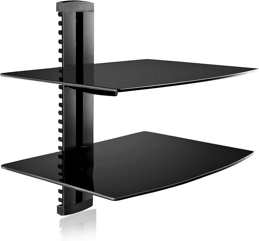 Suptek 2 Shelf Floating Glass TV Shelf - Wall Mount