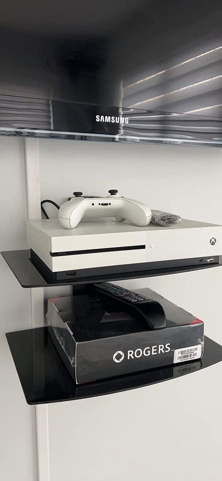 Suptek 2 Shelf Floating Glass TV Shelf - Wall Mount - photo 2