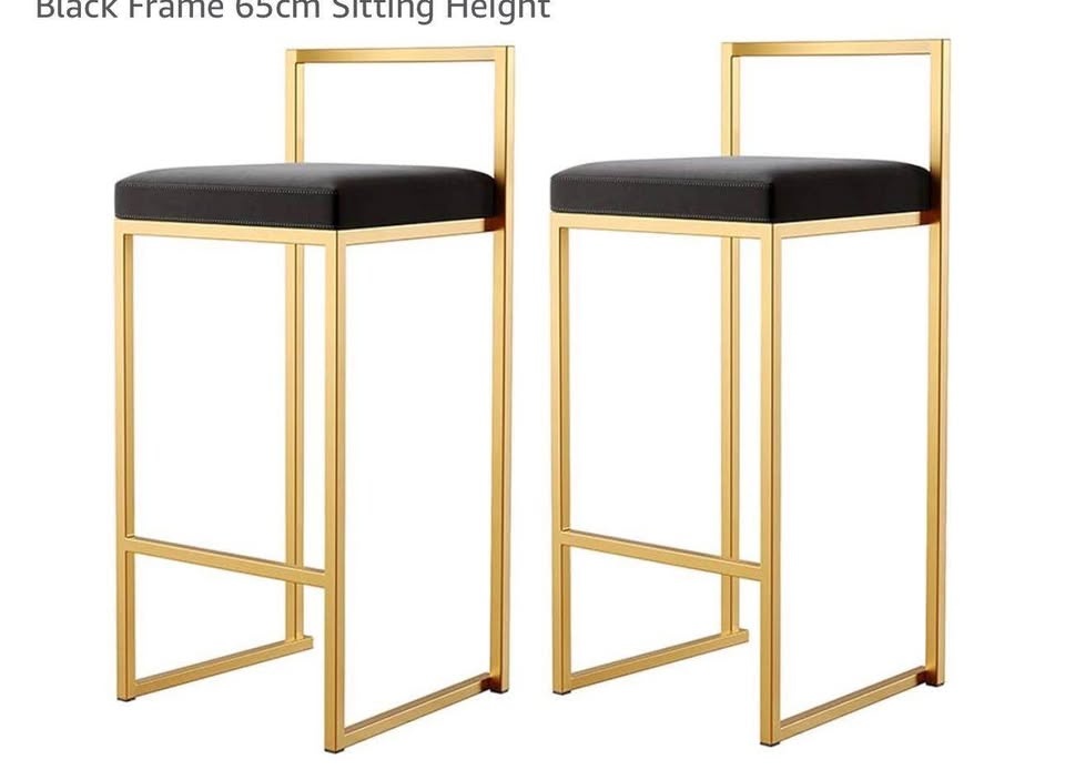 new 2 Black & Gold Stylish Bar Stools - photo 2