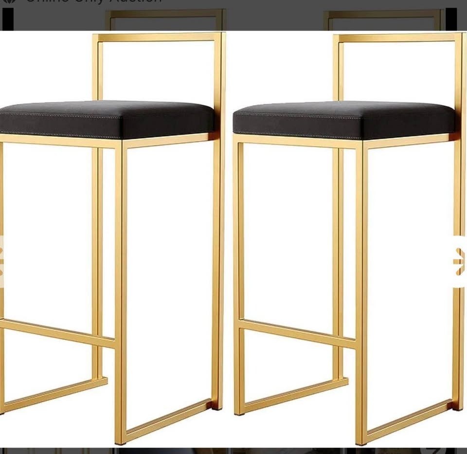 new 2 Black & Gold Stylish Bar Stools - photo 3