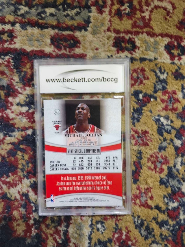 1998 Topps Gold Label #GL1 Michael Jordan Card - Graded BCCG 10 - photo 2