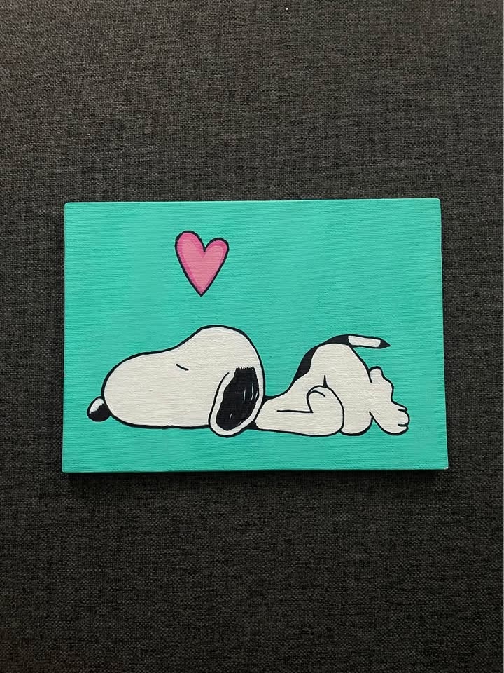 Snoopy Canvas Art with Pink Heart