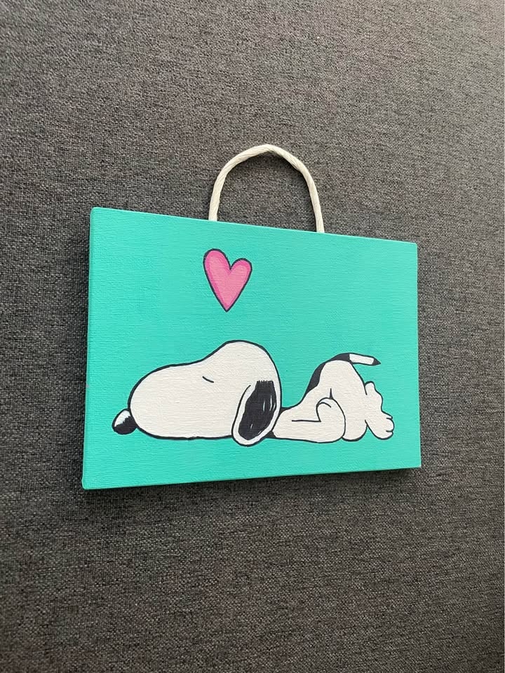 Snoopy Canvas Art with Pink Heart - photo 2