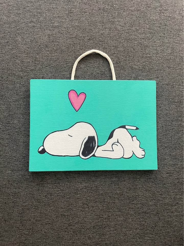 Snoopy Canvas Art with Pink Heart - photo 4