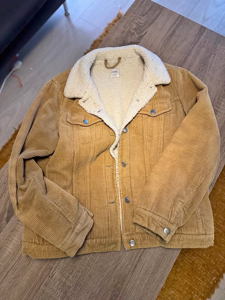 Light Brown Fur Lined Corduroy Jacket