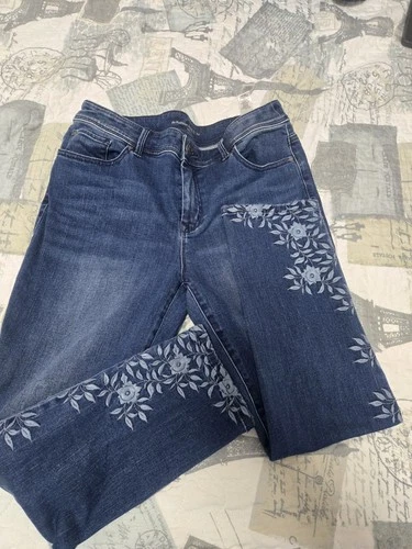 Chico's Platinum Jeans Womens 00/5 Blue Straight Ankle Denim Cot - photo 5
