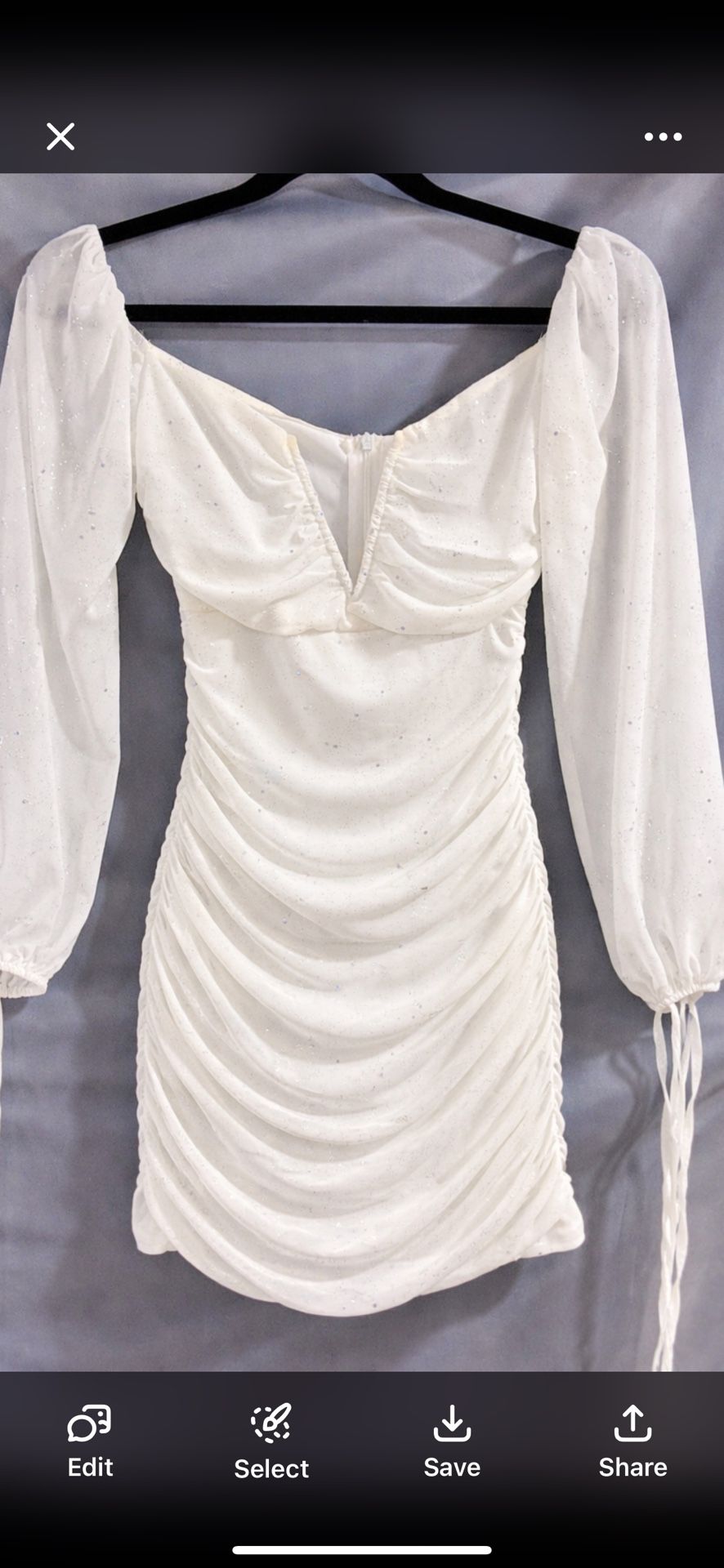 Sparkly White Ruched Bodycon Dress – XS