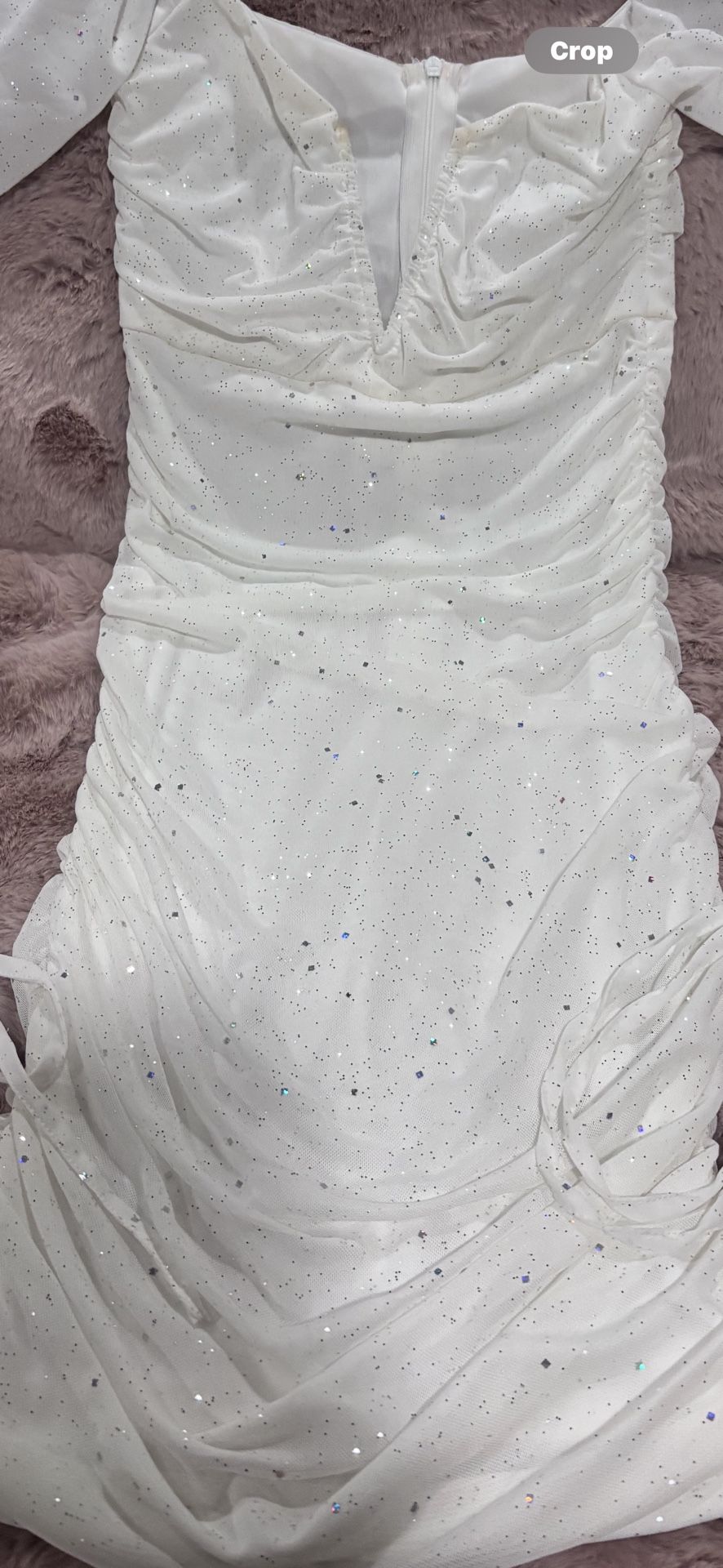 Sparkly White Ruched Bodycon Dress – XS - photo 4