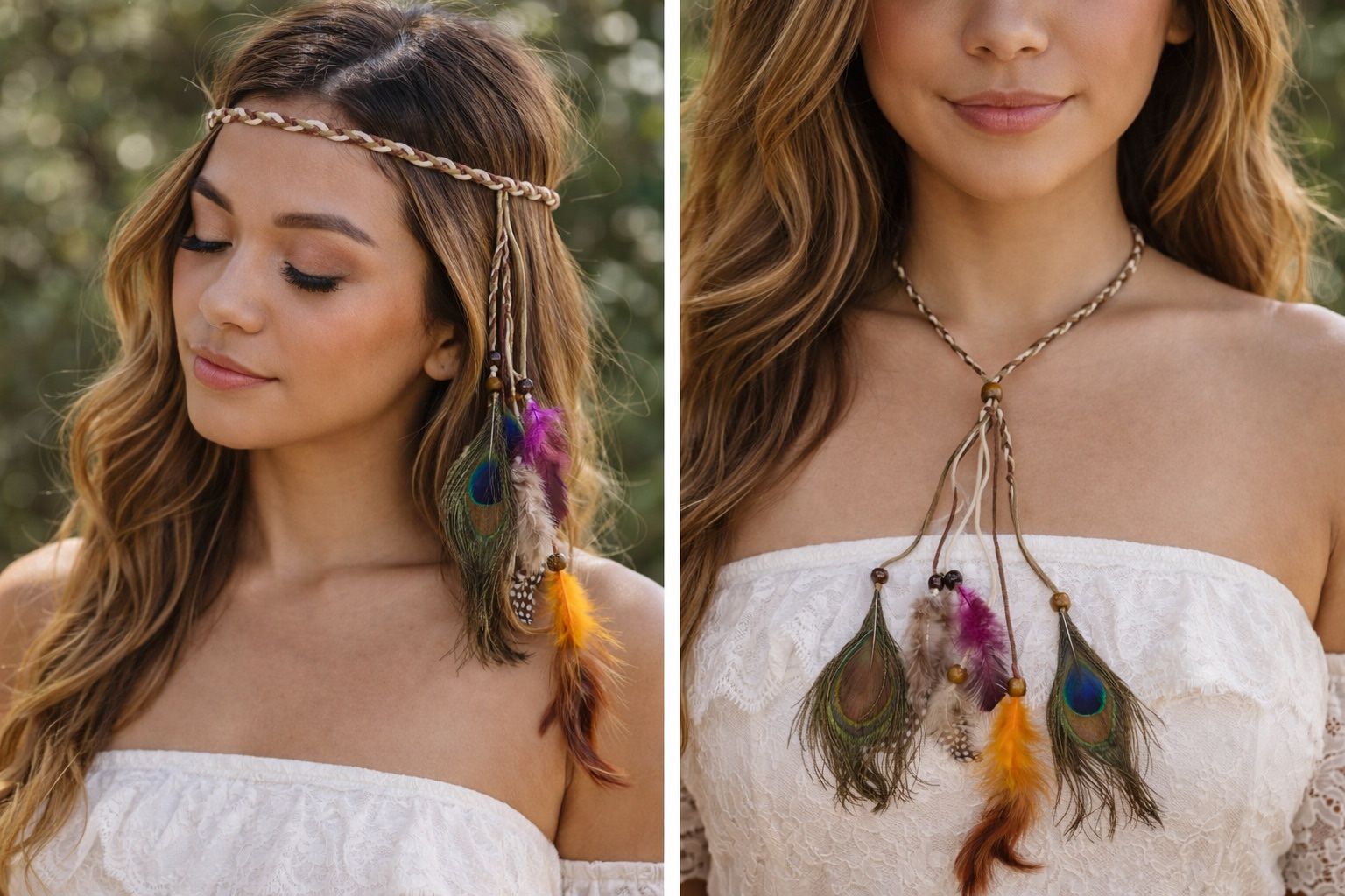 Bohemian Feather Headband / Convertible Necklace – Festival & Fr - photo 2