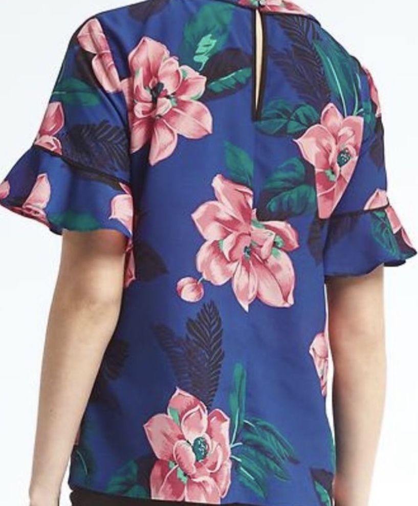Banana Republic Tropical Floral Blouse - Size L - NWOT