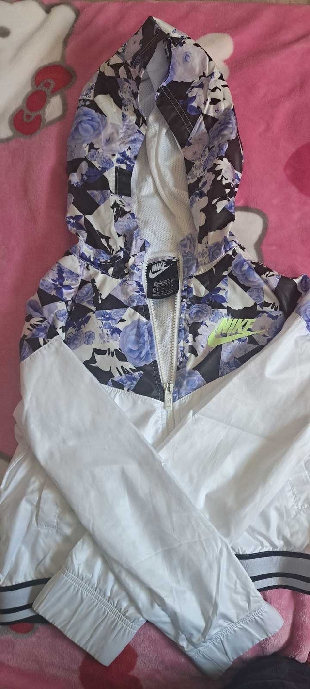 Nike Girls Jacket - White Floral Hood - Size M