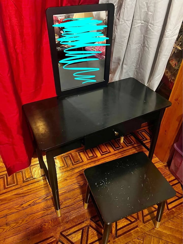 Black Vanity with stool