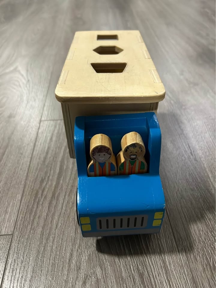 Wooden Shape-Sorting Dump Truck with Blocks & Workers - photo 3