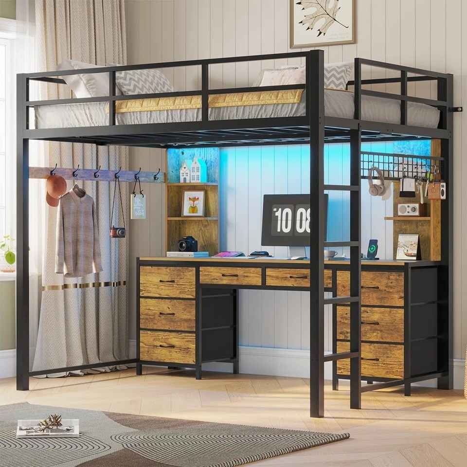 MASON & MARBLES FULL LOFT BED W/DESK & LED - photo 2