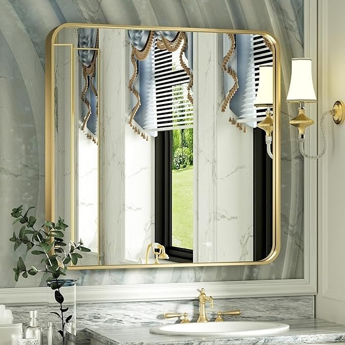 36 x 36 inch Mirror, Gold Border