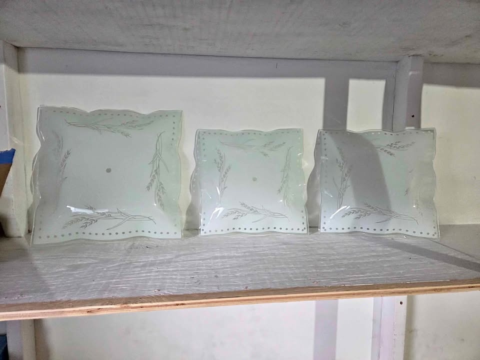 Vintage 1980s Frosted Glass Ceiling Light Fixtures (Set of 3)