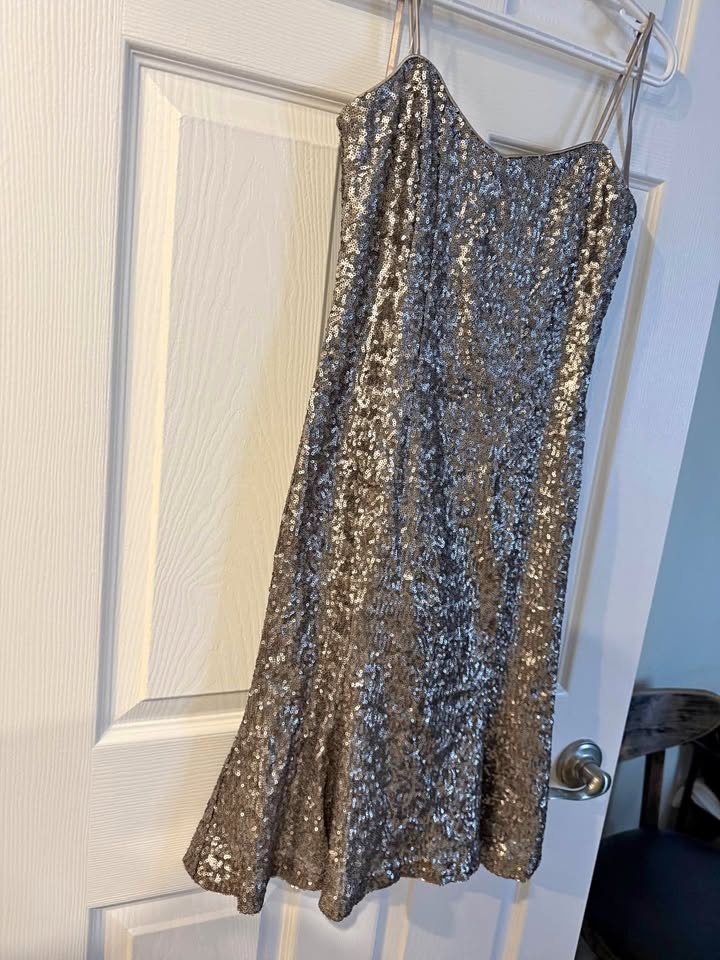 New Silver Sequin Spaghetti Strap Dress by Banana Republic