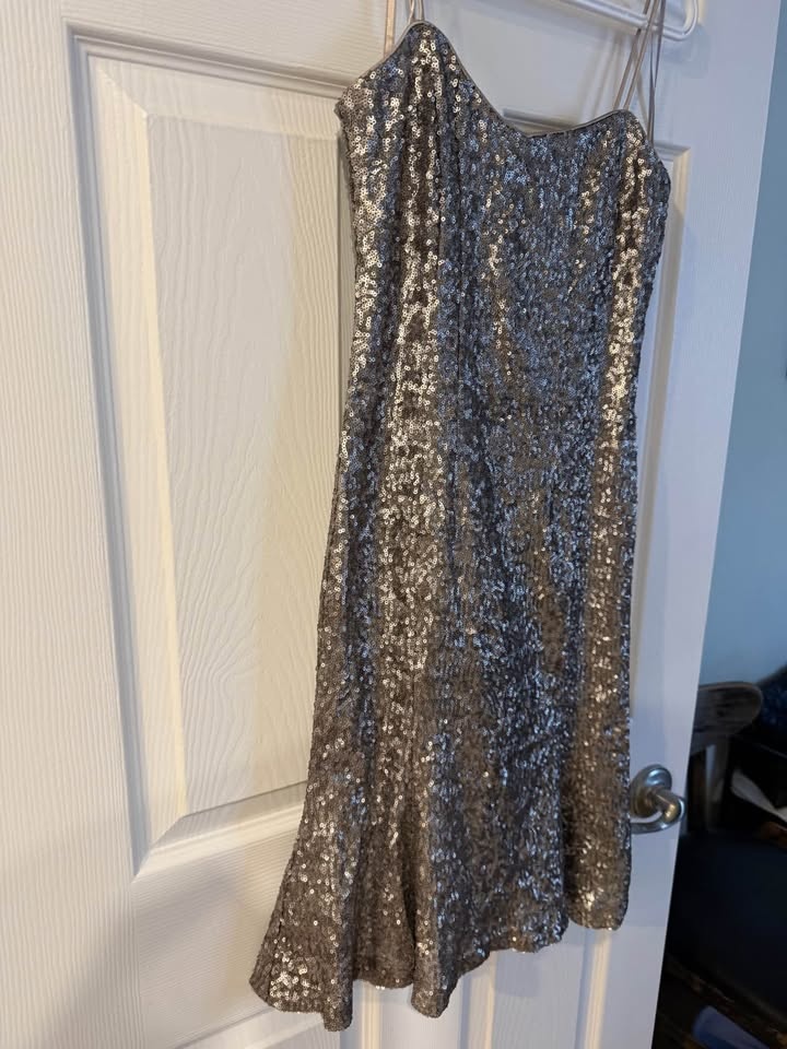 New Silver Sequin Spaghetti Strap Dress by Banana Republic - photo 5