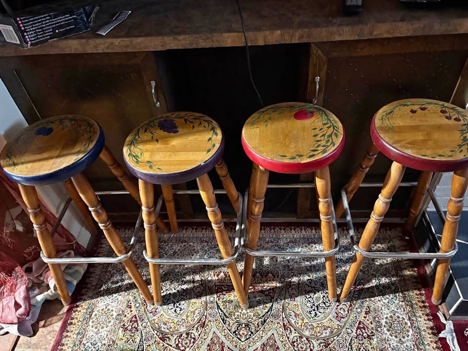 Moving sale - 4 solid wood high chairs with drawings